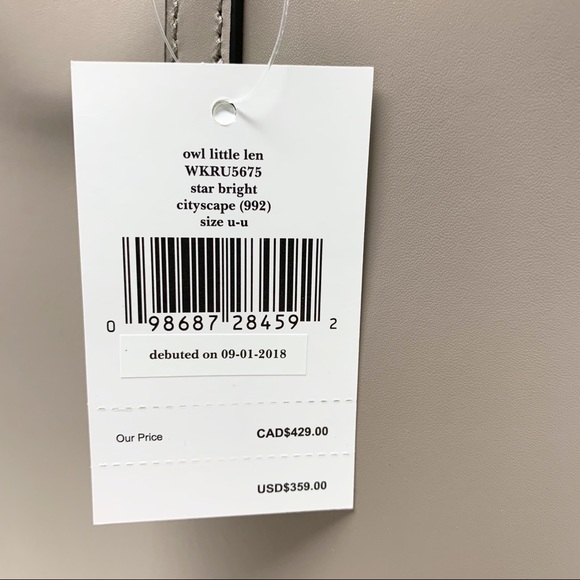 Kate spade owl cityscape Tote gray smooth leather - Picture 6 of 7